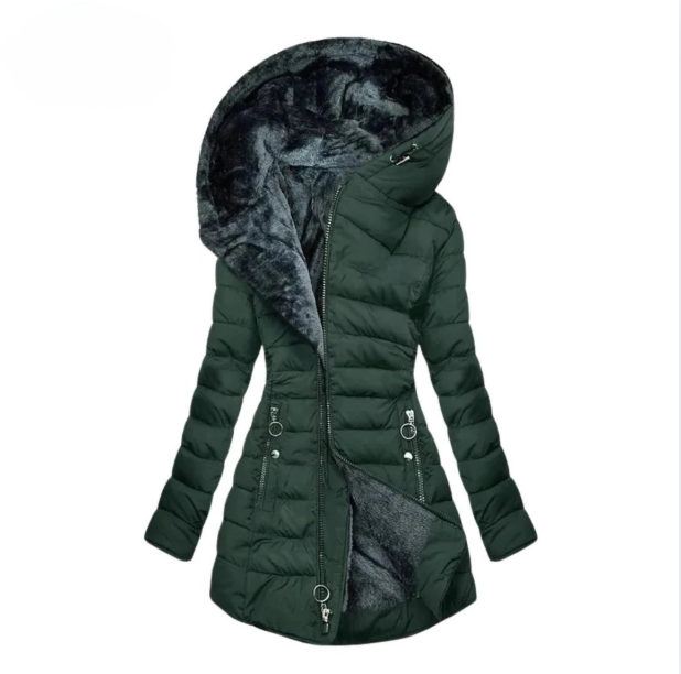 Plush-Lined Hooded Down Jacket