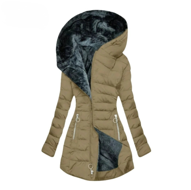 Plush-Lined Hooded Down Jacket