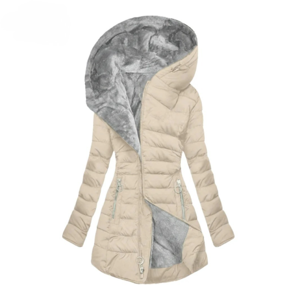 Plush-Lined Hooded Down Jacket