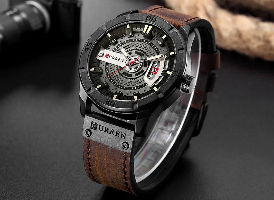 Black Stainless Steel Watch with Leather Strap | Boreal